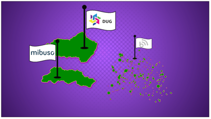 A island graphic featuring flag pins. Just a visual representation of one "island of data".